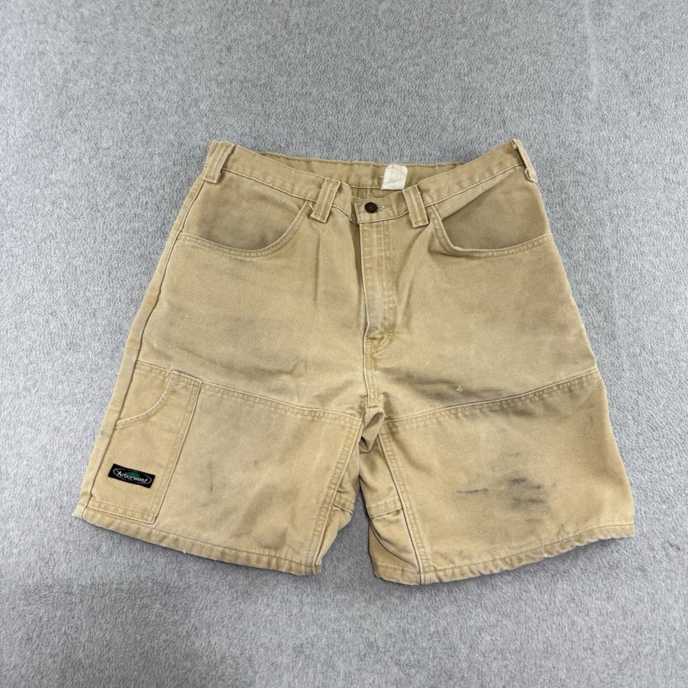 vintage 90s Double Knee Canvas Faded Tan Shorts Arborwear Size Men's 32 USA